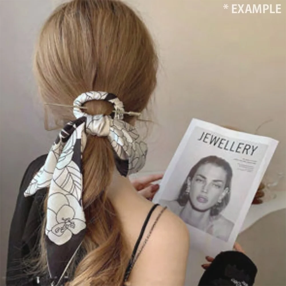 NEW Silky Floral Scarf Hair Barrette Pastel Blue Trim Boutique Hair Pin